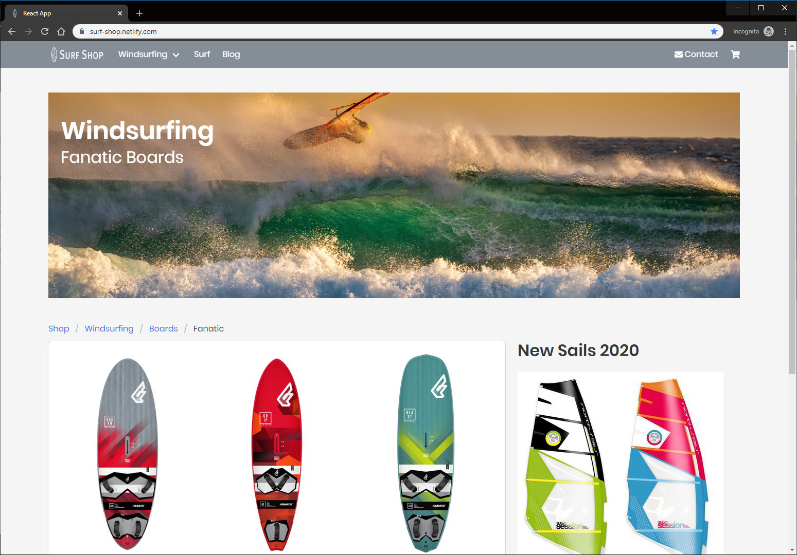 Surf Shop home page